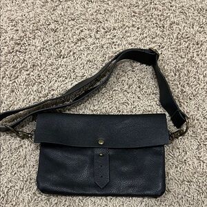 Black Leather Belt Bag